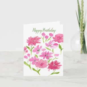 Happy Birthday Pink Floral Faltkarte