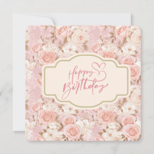 Happy Birthday Pink Floral Geburtstag Feiertagskarte