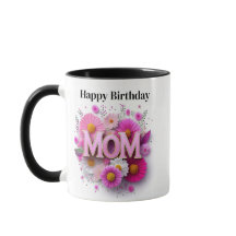 Happy Birthday Pink Floral Tasse