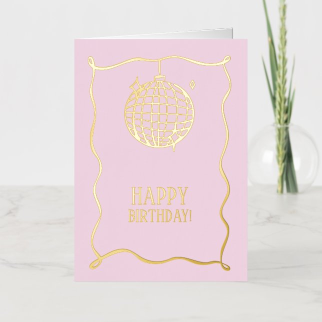 Happy Birthday Pink Foilf Einladung (Vorderseite)