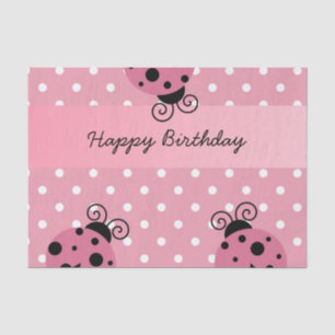 Happy Birthday Pink Ladybug Polka Dot Tissue Paper Seidenpapier