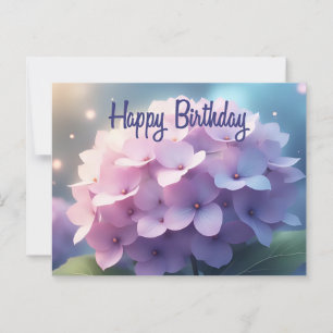 Happy Birthday Pink Lila Hydrangea Blume Postkarte