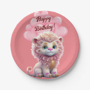 Happy Birthday Pink Lion Pappteller