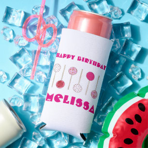 Happy Birthday Pink Mattiert Cake Pops Gastgeschen Selters Dosenkühler