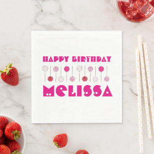 Happy Birthday Pink Mattiert Cake Pops Gastgeschen Serviette