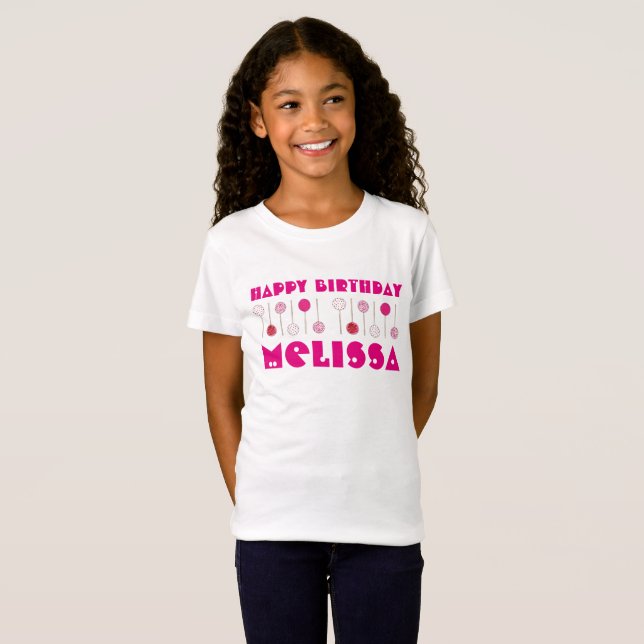 Happy Birthday Pink Mattiert Cake Pops Gastgeschen T-Shirt (Vorne ganz)