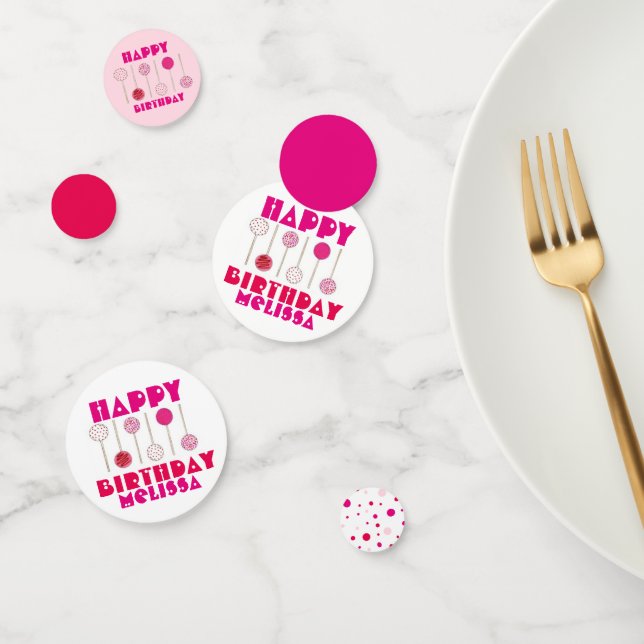 Happy Birthday Pink Party Cake Pops Feier Konfetti (Gruppe)