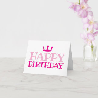 Happy Birthday Pink Princess Girl Folded Card Karte