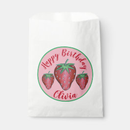 Happy Birthday Pink Red Sweet Strawberry Berries Geschenktütchen