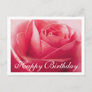 Happy Birthday Pink Rose Gruß Postkarte