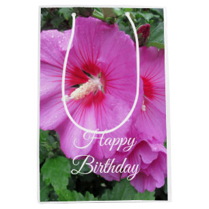 Happy Birthday Pink Rose von Sharon Blume Foto Mittlere Geschenktüte