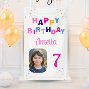 Happy Birthday Pink Stars Girl Foto Hintergrund Banner
