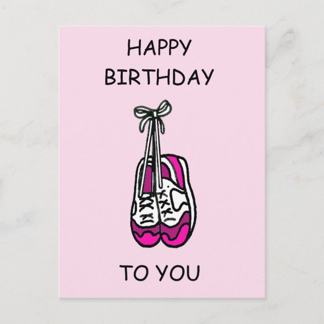 Happy Birthday Pink Trainers for Female Runner Postkarte (Vorderseite)