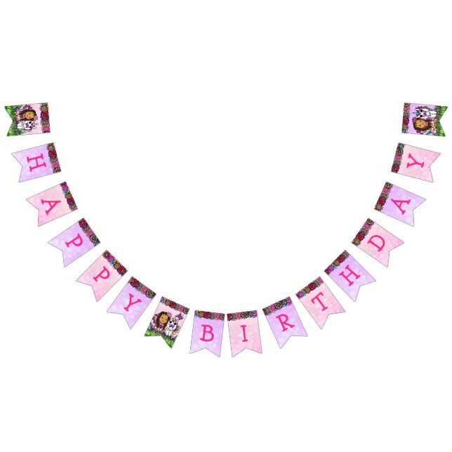 Happy Birthday Pink und Lila Einhorn Fairy Wimpelkette (Alle)