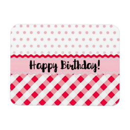 Happy Birthday Pink und White Polka Dot Geschenk Magnet