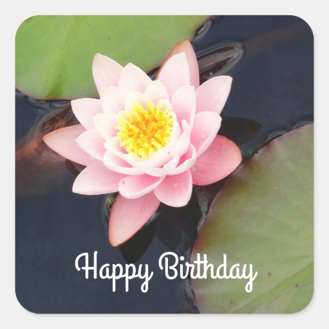 Happy Birthday Pink Water Lily #1 Stickers (Vorderseite)