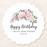 Happy Birthday Pink White Floral