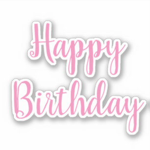 Happy Birthday Pink White Girls Party Custom Color Aufkleber