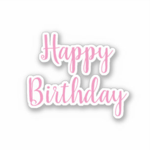 Happy Birthday Pink White Trendy Cool einfach Aufkleber
