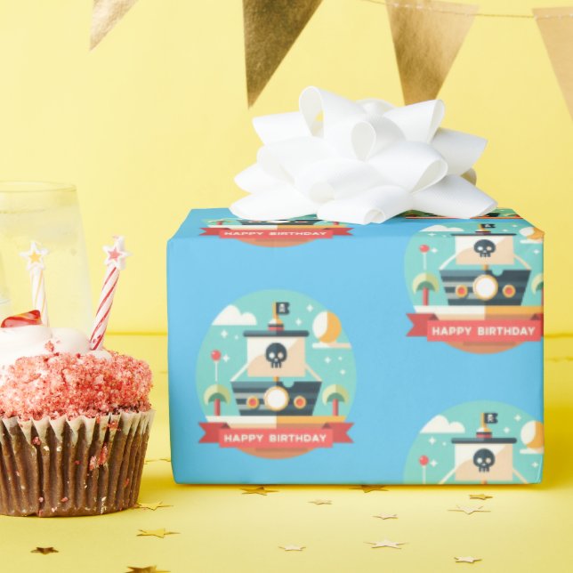 Happy Birthday Pirate Adventure Geschenkpapier (Geburtstagsparty)