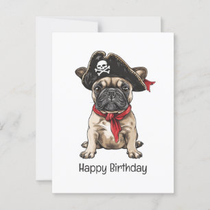 Happy Birthday Pirate French Bulldog Postkarte