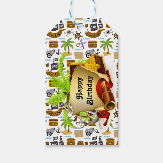 Happy Birthday Pirate Geschenkanhänger (Vorderseite)