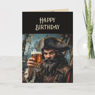 Happy Birthday Pirate Raising Glass in Bezug auf Karte