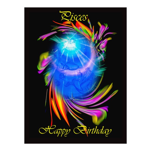 Happy Birthday Pisces - Fische Fotodruck (Vorne)