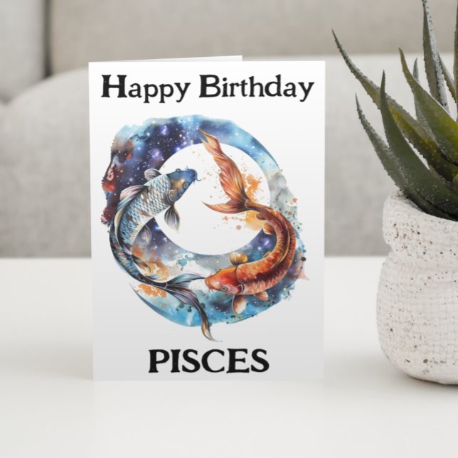 Happy Birthday Pisces Zodiac Karte (Von Creator hochgeladen)