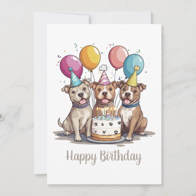Happy Birthday Pit Bull Hunde Karte (Vorderseite)