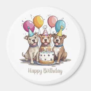 Happy Birthday Pit Bull Hunde Magnet