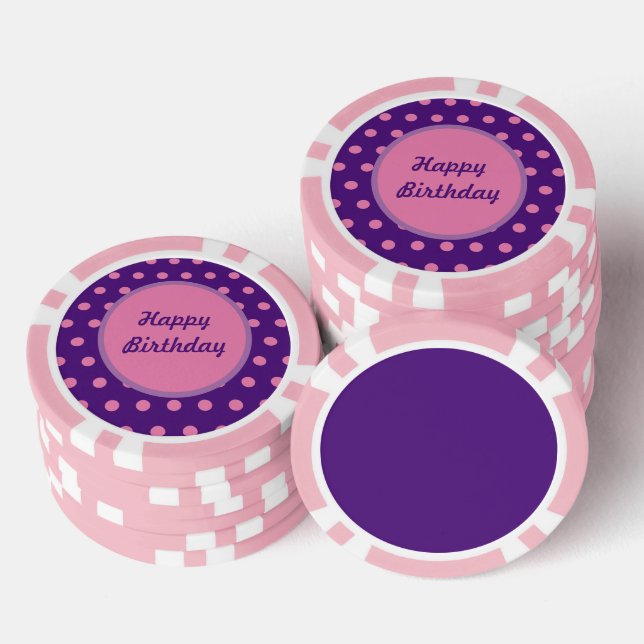 Happy Birthday Poker Chips (Lila & rosa) (Stapel)