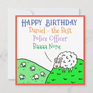 Happy Birthday Police Officer Fun Sheep Design Karte