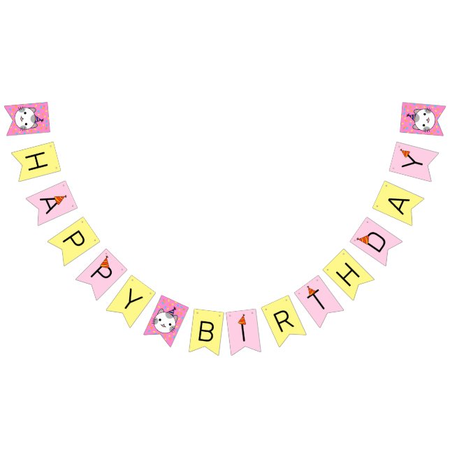 Happy Birthday Polka Dot Cat Wimpelkette (Alle)