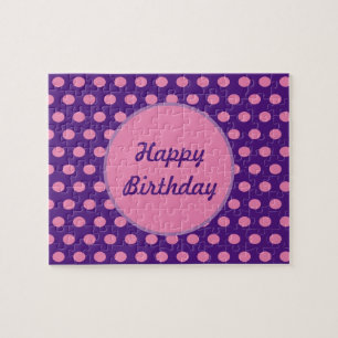 Happy Birthday Polka Dot Jigsaw Puzzle (Lila)