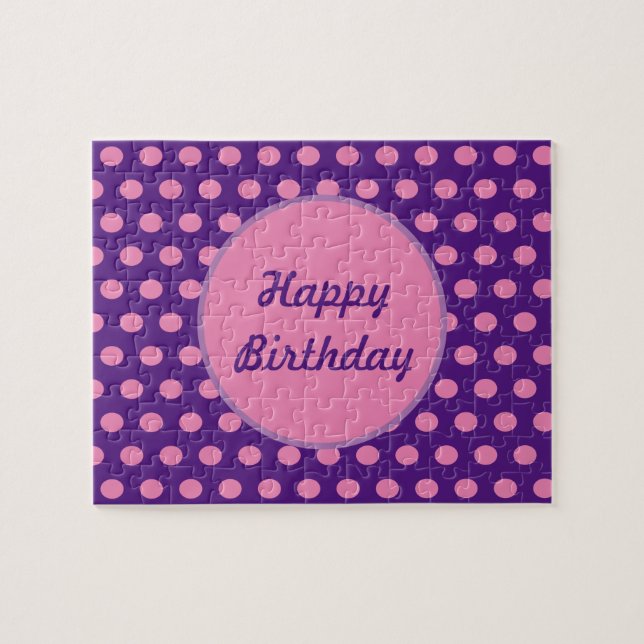 Happy Birthday Polka Dot Jigsaw Puzzle (Lila) (Horizontal)