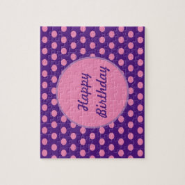 Happy Birthday Polka Dot Jigsaw Puzzle (Lila)