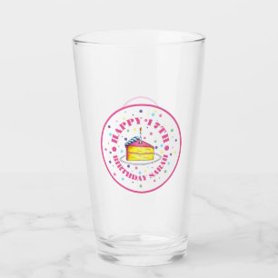 Happy Birthday Polka Dot Pink Cake Slice Candle Glas