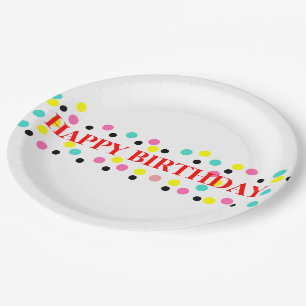 Happy Birthday Polka Dots Pappteller