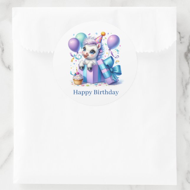 Happy Birthday Pony Aufkleber (Tasche)