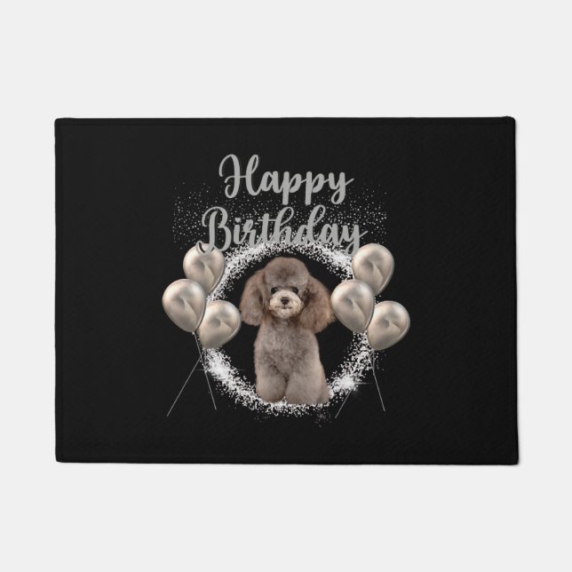Happy Birthday Poodle Fußmatte (Vorderseite)
