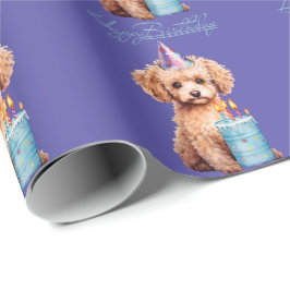 Happy Birthday Poodle mit Party Hat & Bday Cake Geschenkpapier