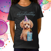 Happy Birthday Poodle mit Party Hat & Bday Cake