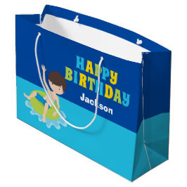 Happy Birthday Pool Party Custom Boys Name Große Geschenktüte