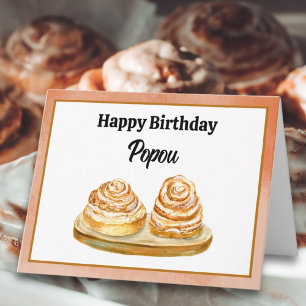 Happy Birthday Popou Watercolor Cinnamon Buns Karte