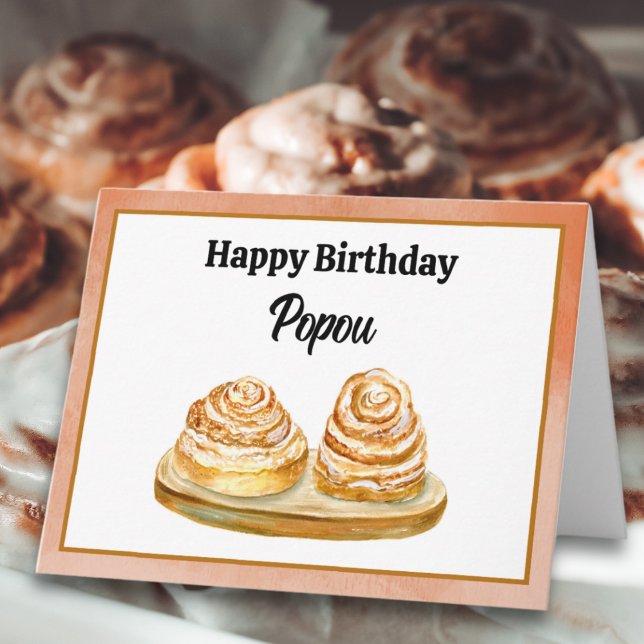Happy Birthday Popou Watercolor Cinnamon Buns Karte (Von Creator hochgeladen)