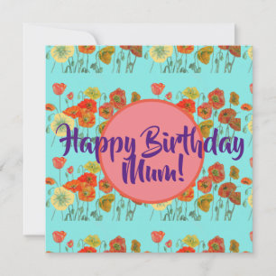 Happy Birthday Poppy Blumendamen Mama Name Card Feiertagskarte