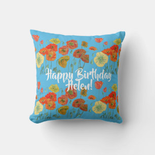 Happy Birthday Poppy Blumendamen Name Cushion Kissen