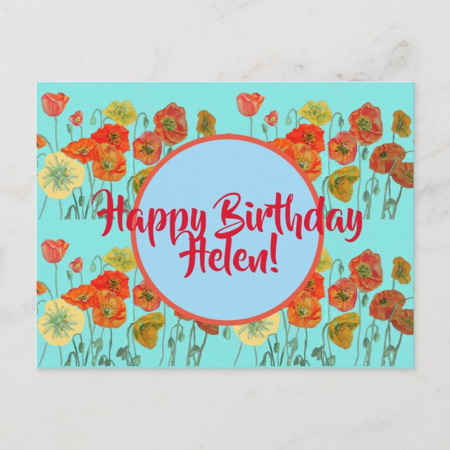 Happy Birthday Poppy Blumendamen Name Postcard Postkarte (Vorderseite)