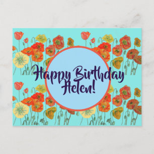 Happy Birthday Poppy Blumendamen Name Postcard Postkarte